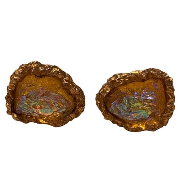 MCM Swank Glass Yellow Lava Cufflinks & Tie Tack Vintage Set - Picture 6 of 8